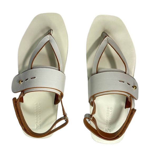 Mercedes Castillo Women’s Cream ADRIA  Napa Thong  LEATHER FLAT SANDAL 8/38 - Picture 5 of 15